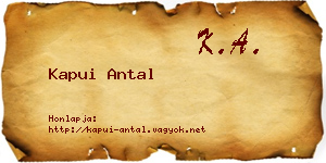Kapui Antal névjegykártya